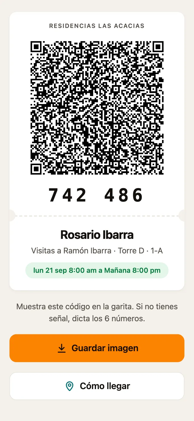 El pase de Rosario Ibarra en el teléfono: un código QR y el código 742 486